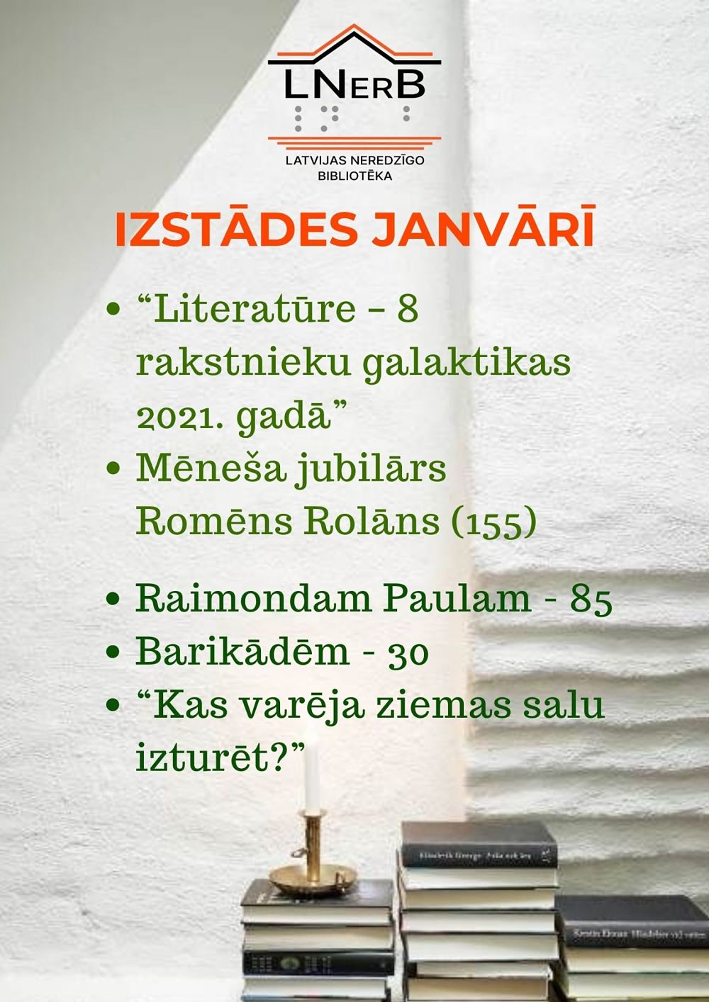 Plakāts Izstādes janvārī bibliotēkā Rīgā