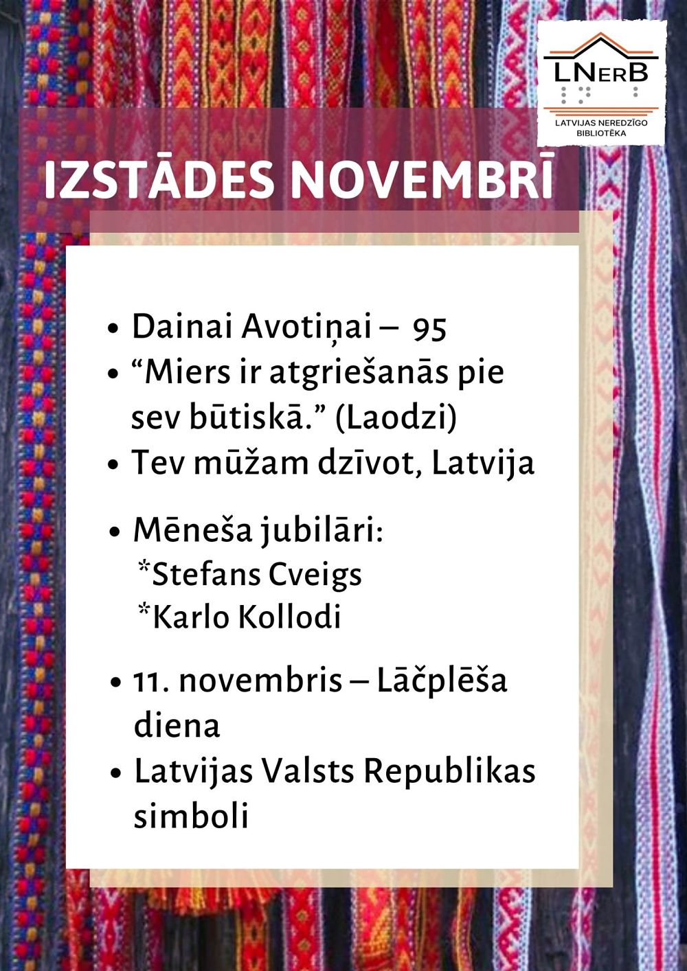Plakāts Izstādes novembrī Rīgā 2021