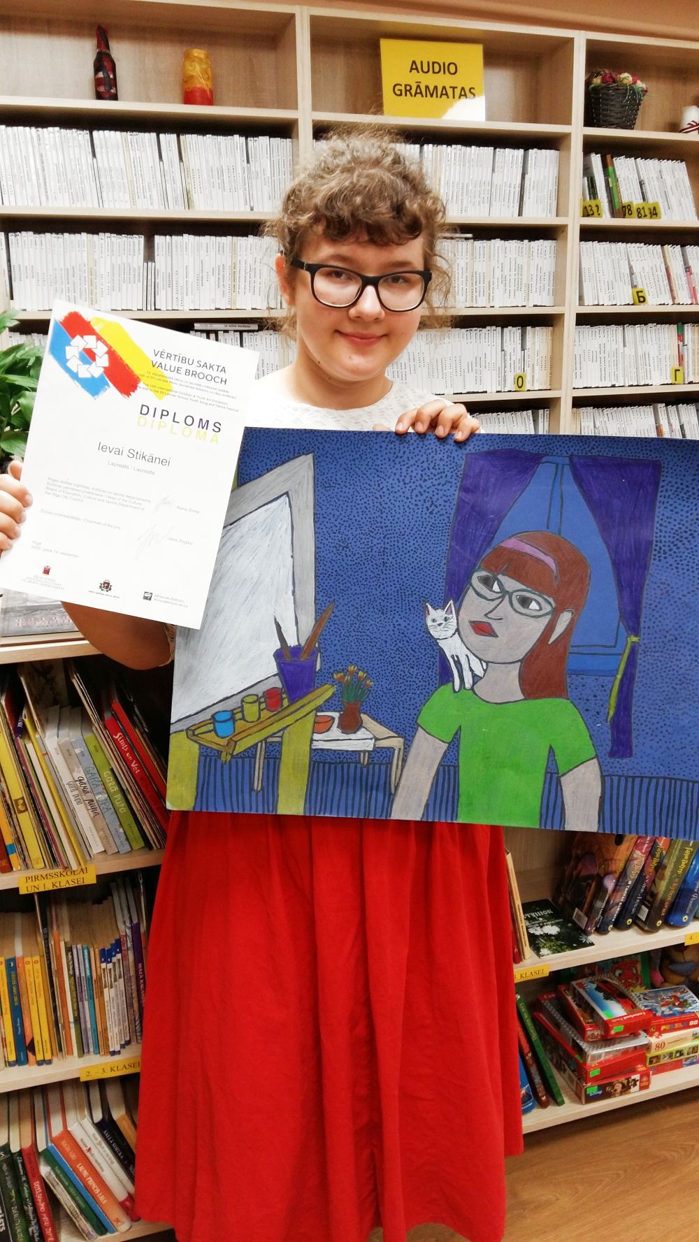 Jaunā māksliniece piedalījusies arī 10.starptautiskajā bērnu un jauniešu mākslas izstādē “Vērtību sakta”, saņemot laureātes diplomu.